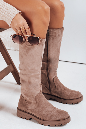 Damen Wildleder beige Stiefel Dstreet ZY1199