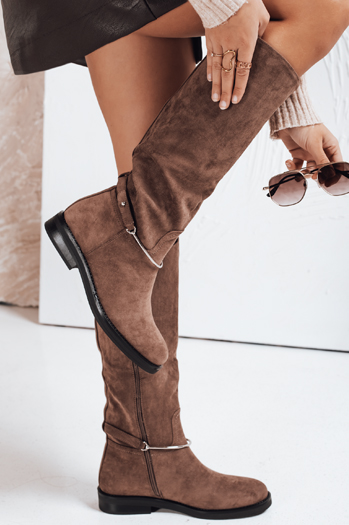 Braune Damenstiefel aus Wildleder Dstreet ZY1204