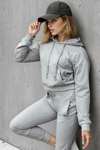 Damen Kapuzenpullover hellgrau Dstreet BY1533