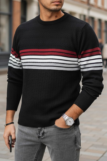 Gestreifter Herren-Pullover schwarz Dstreet WX2322