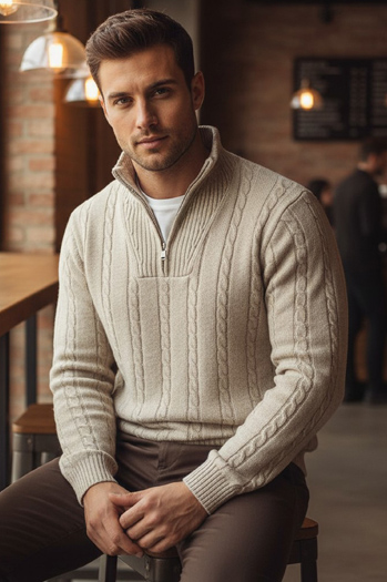 Herren Pullover mit Stehkragen beige Dstreet WX2327