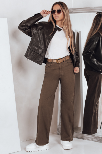 Damen Jeans mit weitem Bein braun Dstreet UY2845