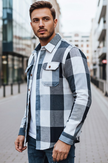 Blau kariertes Flanellhemd für Männer Dstreet DX2676