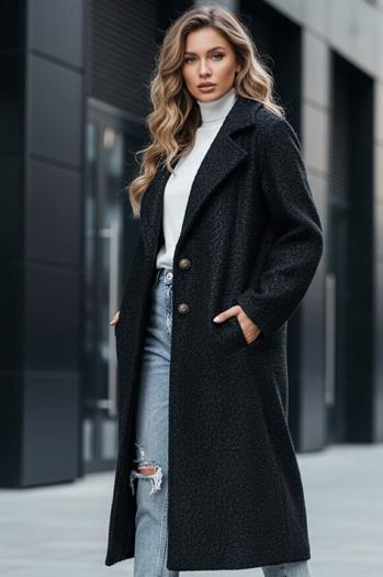 Langer Schafsfellmantel für Frauen schwarz Dstreet NY0754z