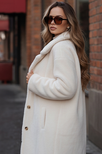 Damen Wintermantel Teddyfell lang Creme Dstreet NY0750z