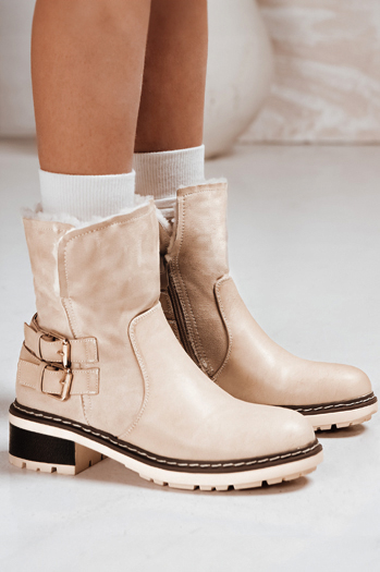 Damenstiefel mit Schafsfell beige Dstreet ZY1249