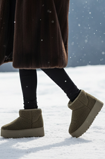 Damen Stoff Schnee Stiefel mit Pelz grün Dstreet ZY1254