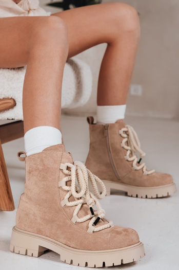 Damen Schnürstiefel Trapper beige Dstreet ZY1263