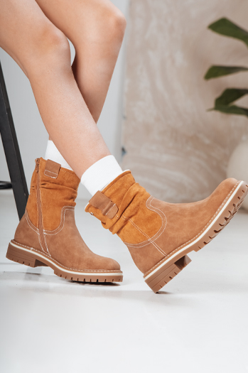 Damen Wildleder Kamel Stiefel Dstreet ZY1278