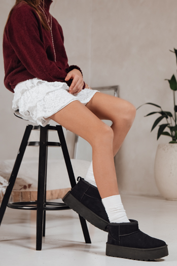 Schwarze Wildleder-Schneestiefel für Frauen Dstreet ZY1283