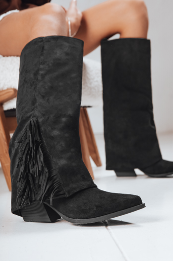 Damen Wildleder Boho schwarz Stiefel Dstreet ZY1287