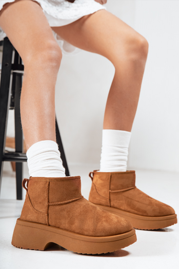 Damen Schneestiefel auf dicke Sohle camel Dstreet ZY1288