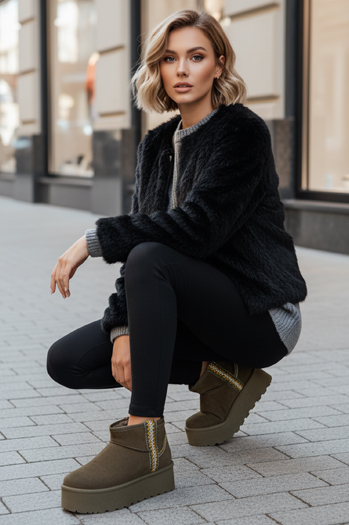 Damen Wildleder grün Schnee Stiefel Dstreet ZY1295