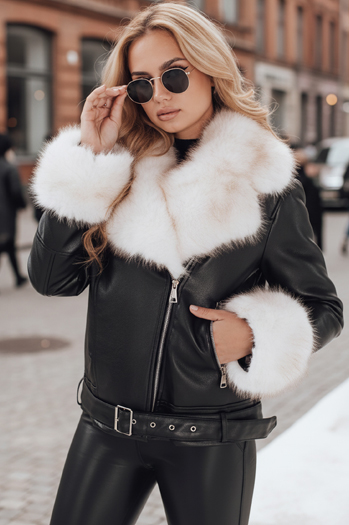 Damen Ramones Jacke mit Pelz schwarz Dstreet TY5122z