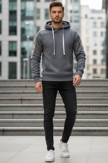 Grauer Herren-Kapuzenpullover Dstreet BX5945