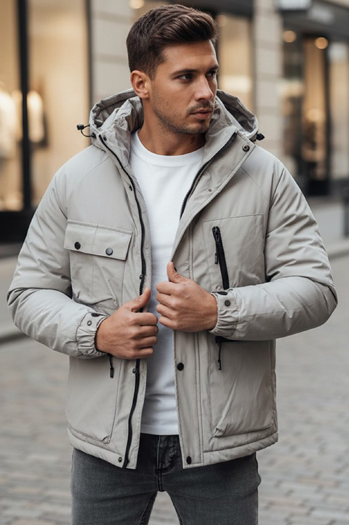 Herren Winterjacke mit Kapuze grau Dstreet TX5107