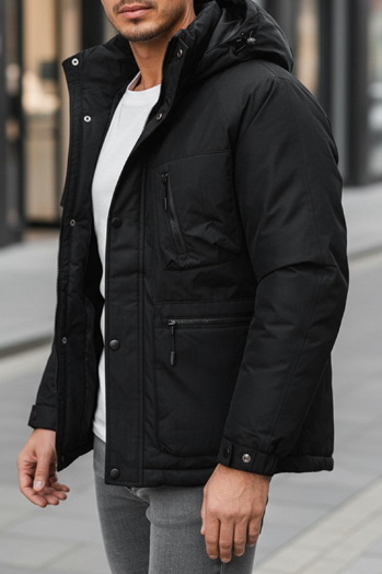 Herren Winterjacke mit Kapuze schwarz Dstreet TX5108