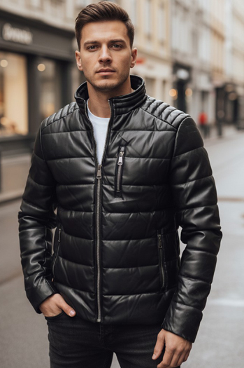 Isolierte Herren Lederjacke schwarz Dstreet TX5115