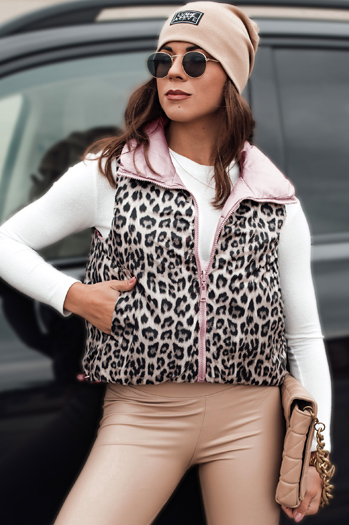 Damen LEOVELLA Übergangsweste kurz gesteppt beidseitig rosa Weste Dstreet TY5492