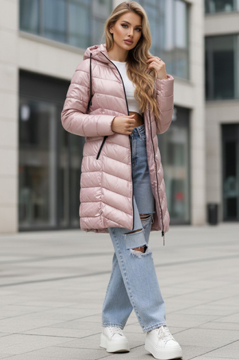 Damen Winterjacke lang gesteppt lila Dstreet TY5505