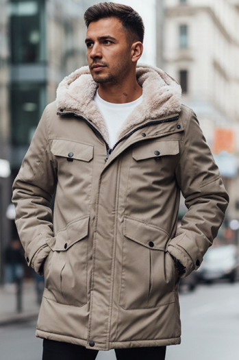 Herren Winter Parka Jacke mit Kapuze beige Dstreet TX4969z