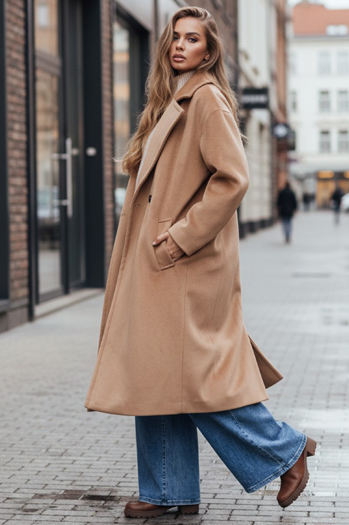 Brauner Damen Übergangsmantel in Übergröße Dstreet NY0767z