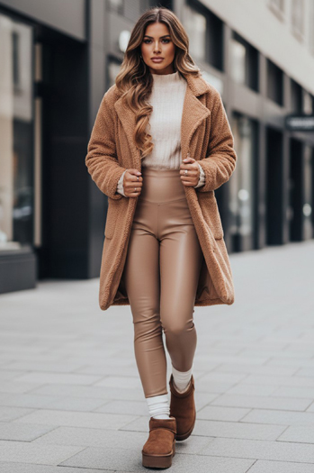 Damen Teddyfell Camel Wintermantel Dstreet NY0758z