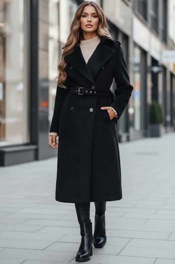 Damen Wintermantel klassischer Trench schwarz Dstreet NY0762z