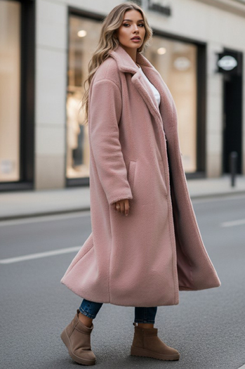 Damen Wintermantel Teddyfell lang rosa Dstreet NY0751z