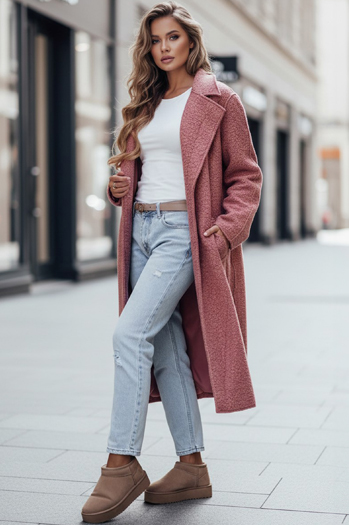 Langer Damenmantel aus Schafsfell rosa Dstreet NY0755z