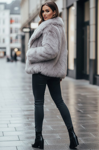 Kurzer grauer Damen-Pelzmantel ZARAFIA Dstreet TY5116z