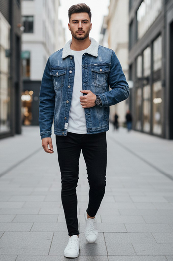 Isolierte Herren-Jeansjacke dunkelblau Dstreet TX4729z