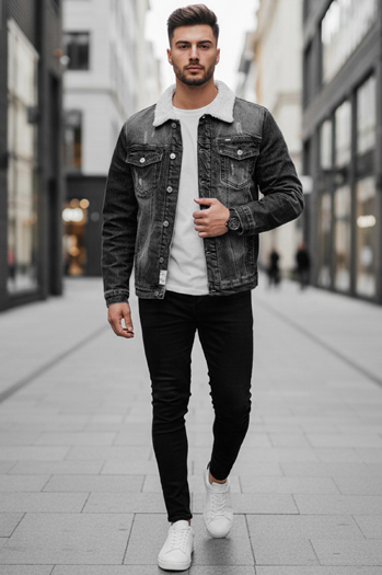 Isolierte Herren-Jeansjacke grau Dstreet TX4728z