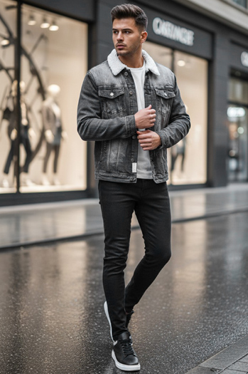 Isolierte Herren-Jeansjacke schwarz Dstreet TX4230z