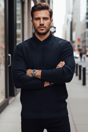 Marineblauer Herren-Pullover Dstreet WX2257z