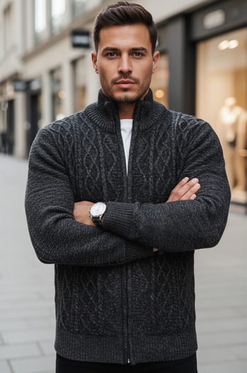 Herren Pullover ohne Knöpfe dunkelgrau Dstreet WX2252z