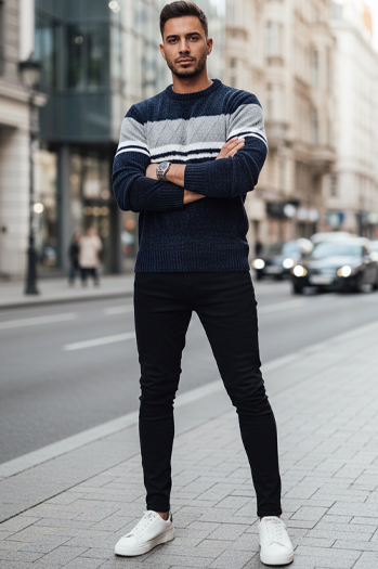 Marineblauer Herren-Pullover Dstreet WX2244z