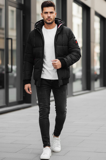 Herren Winterjacke mit Kapuze schwarz Dstreet TX5087z