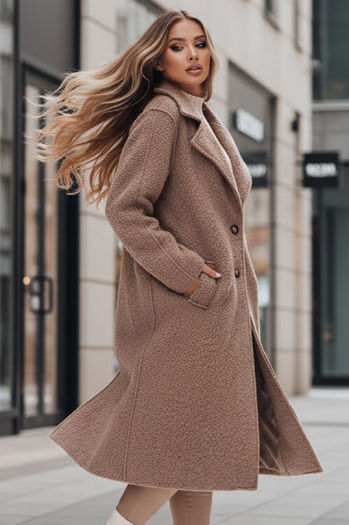 Langer Schafsfellmantel für Damen beige Dstreet NY0753z