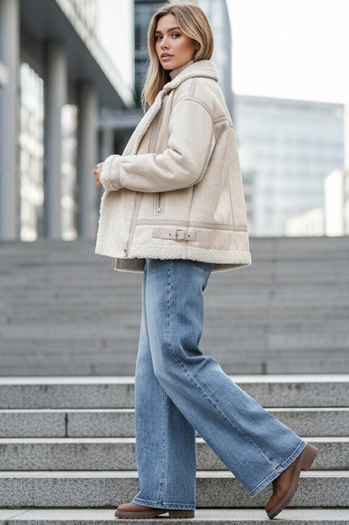 Damen Schafsfell Ramones Jacke beige Dstreet TY5245z