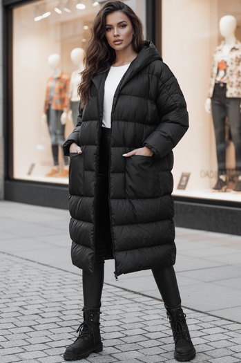 Damen Oversize Winterjacke mit Kapuze ANNIKA schwarz Dstreet TY4541z