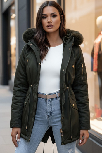 Damen Winter Parka Jacke mit Fell ERISS grün Dstreet TY4534z