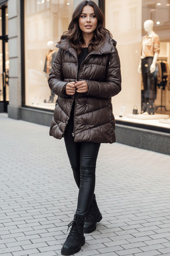 Gesteppter Damen-Wintermantel mit Kapuze BLOOM mocha Dstreet TY4517z