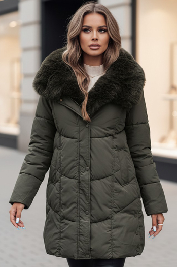 Damen Winterjacke MORISIO lang gesteppt mit Kapuze grün Dstreet TY4671z