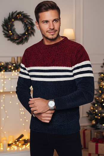 Gestreifter Marineblauer Herren-Pullover Dstreet WX2229z