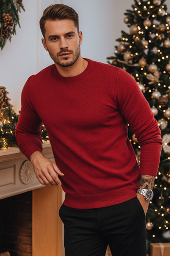 Klassischer burgunderroter Pullover für Männer Dstreet WX1933z