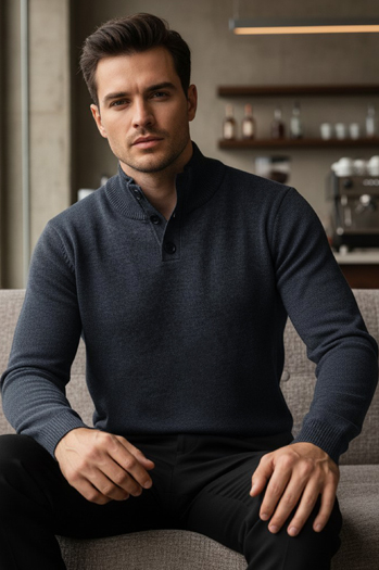 Herren Pullover mit Stehkragen navy blau Dstreet WX2357