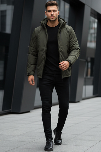 Herren Winterjacke mit Kapuze grün Dstreet TX5118