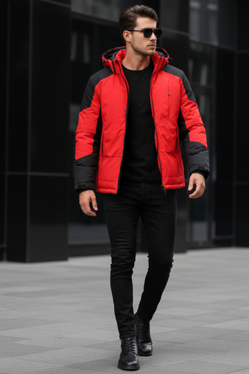 Herren Winterjacke mit Kapuze rot Dstreet TX5121