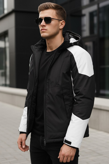 Herren Winterjacke mit Kapuze schwarz Dstreet TX5123